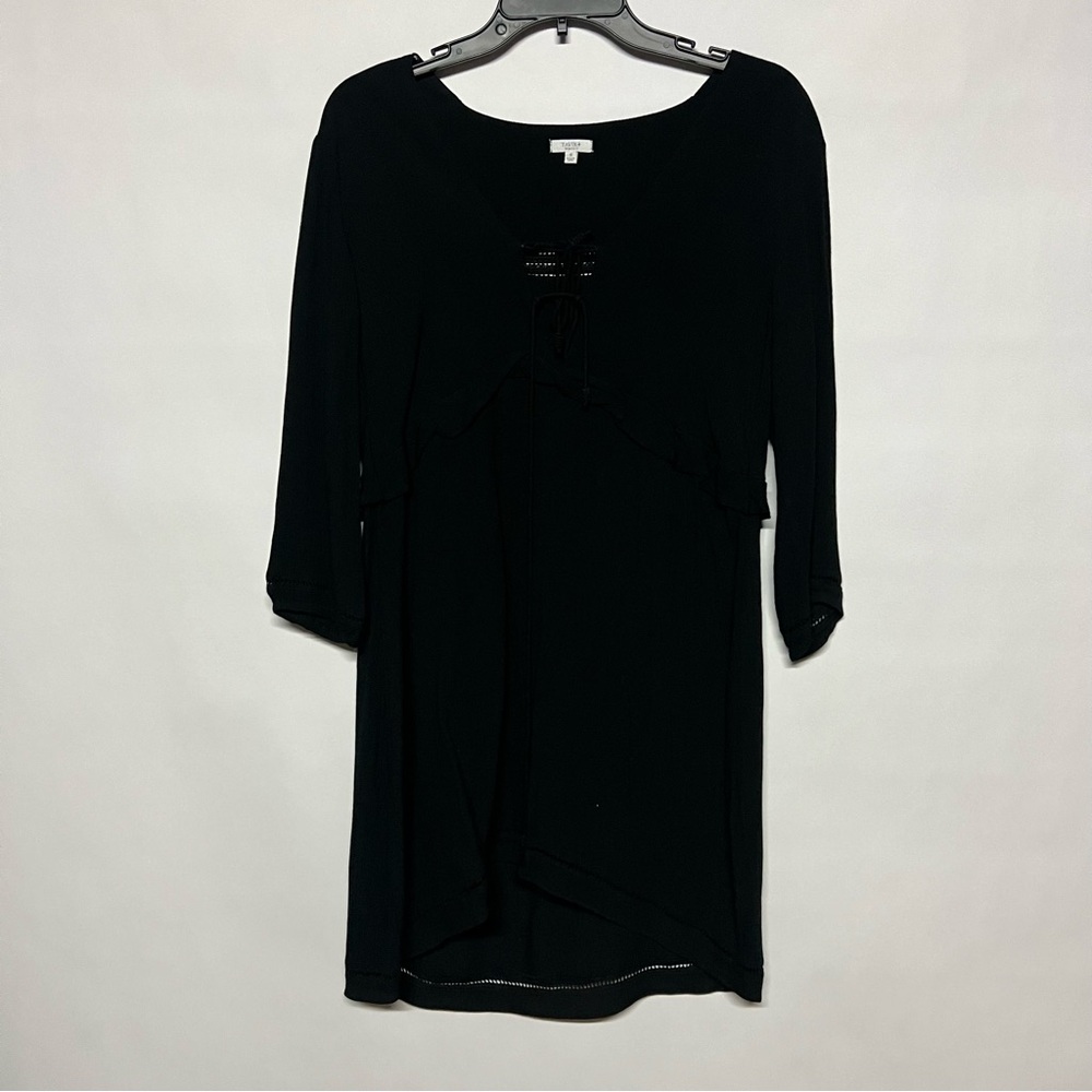 Tavik Elegant Black Top with Intricate Design
